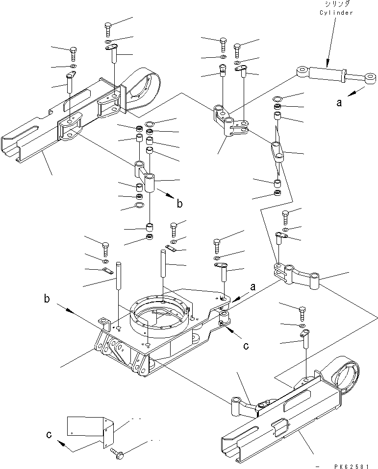 Komatsu parts book diagram for PC03-2 S/N 15001-UP: TRACK FRAME (FOR ALTERABLE GAUGE SPEC.)