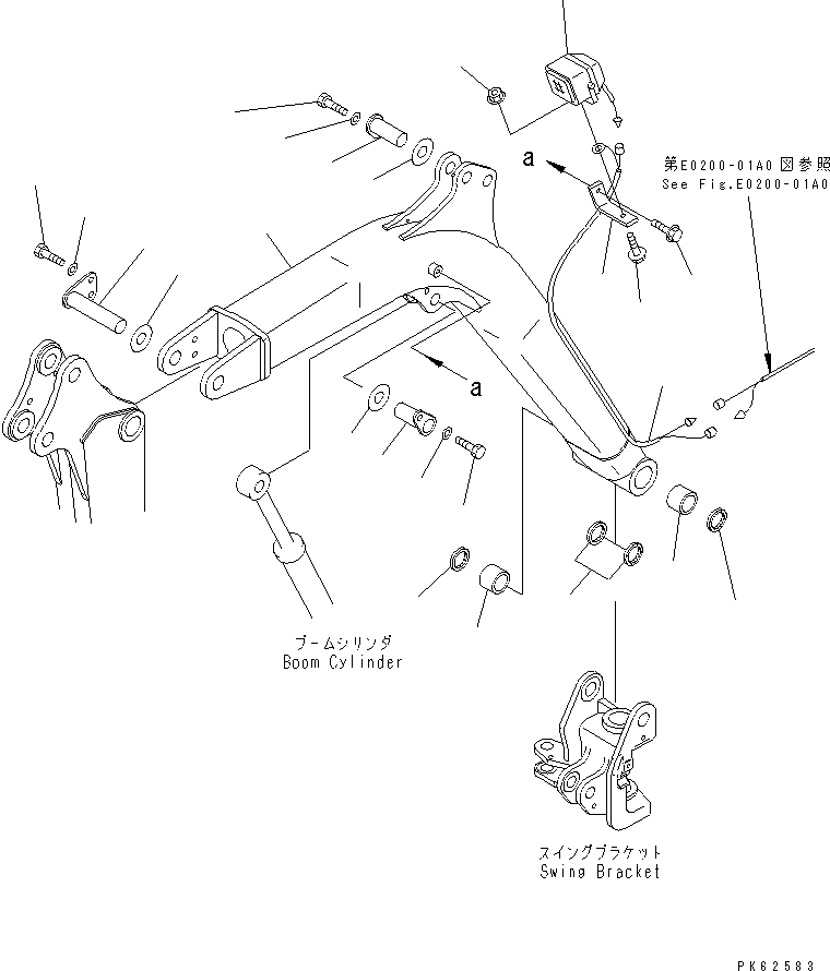 Komatsu parts book diagram for PC03-2 S/N 15001-UP: BOOM (BOOM ? PIN AND WORKING LAMP) (FOR BREAKER SPEC.)