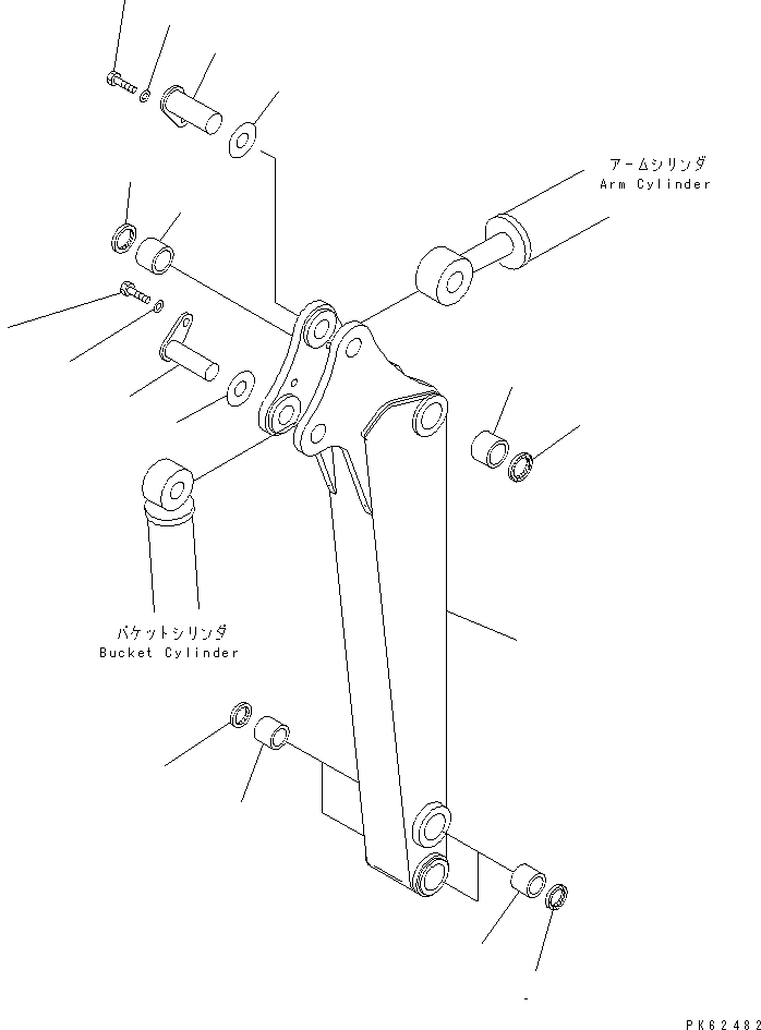 Komatsu parts book diagram for PC03-2 S/N 15001-UP: ARM (ARM AND PIN) (FOR TWO PIECE BOOM)