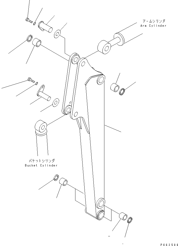 Komatsu parts book diagram for PC03-2 S/N 15001-UP: LONG ARM (ARM AND PIN)