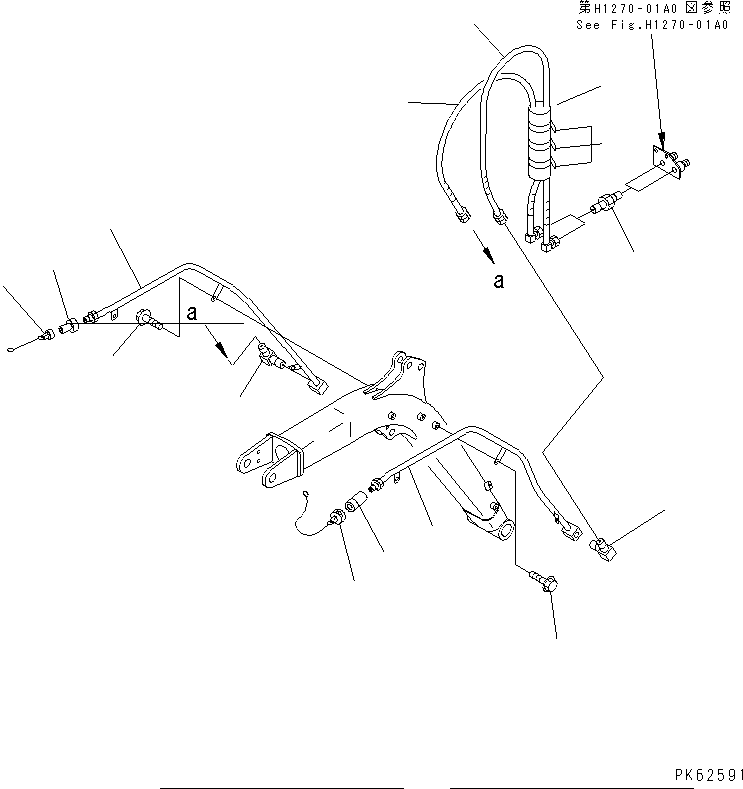 Komatsu parts book diagram for PC03-2 S/N 15001-UP: ATTACHMENT HYDRAULIC CONTROL LINE  (FOR STANDARD BREAKER SPEC.)