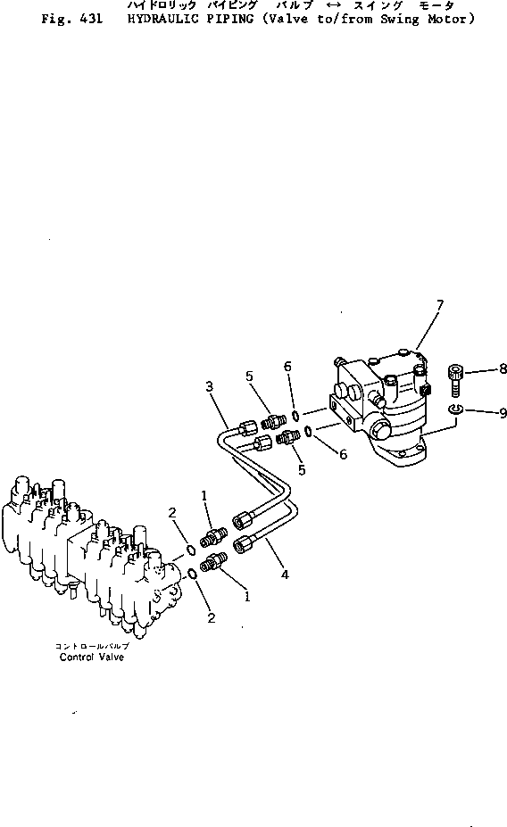 Excavators Komatsu / PC05-1 S/N 1001-UP(pc05-1c) / HYDRAULIC PIPING (VALVE TO/FROM SWING MOTOR)(120060 : 431)