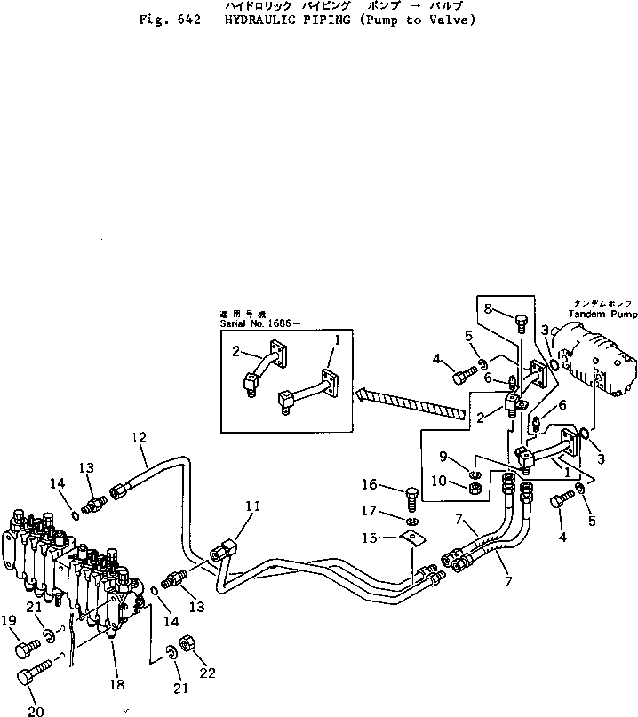 Excavators Komatsu / PC05-1 S/N 1001-UP(pc05-1c) / HYDRAULIC PIPING (PUMP TO VALVE)(180120 : 642)