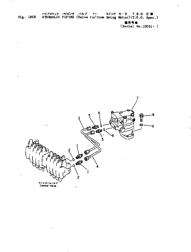 Excavators Komatsu / PC05-1 S/N 1001-UP(pc05-1c) / HYDRAULIC PIPING (VALVE TO/FROM SWING MOTOR) (T.B.G. SPEC.)(#10001-)(240100 : 1808)