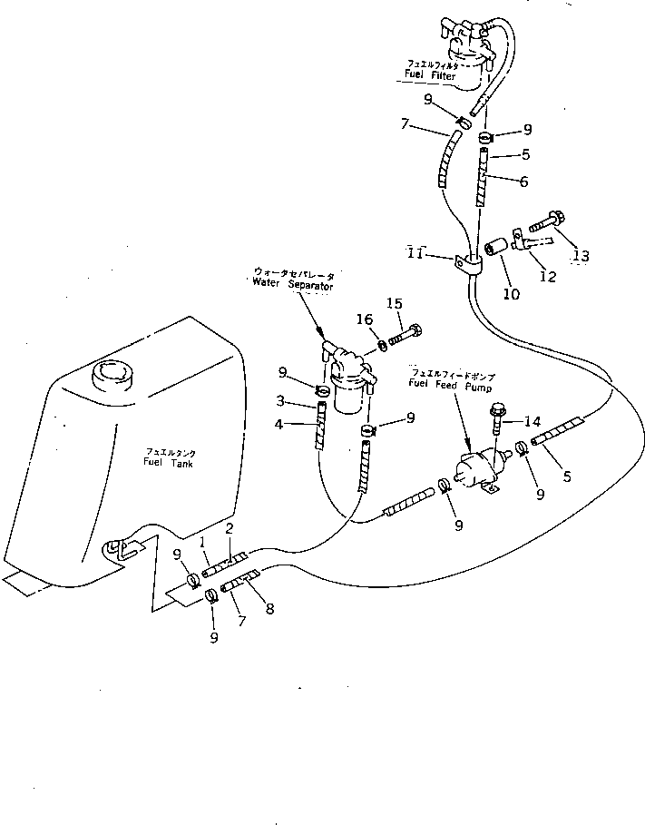 Komatsu parts book diagram for PC07-2 S/N 3001-UP: FUEL PIPING(#3001-5460)