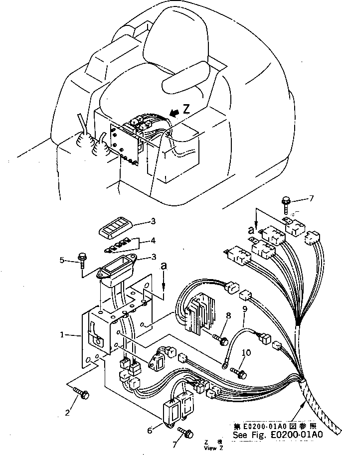 Komatsu parts book diagram for PC07-2 S/N 3001-UP: ELECTRICAL WIRING (FUSE BOX AND RELAY LINE)(#3001-5460)