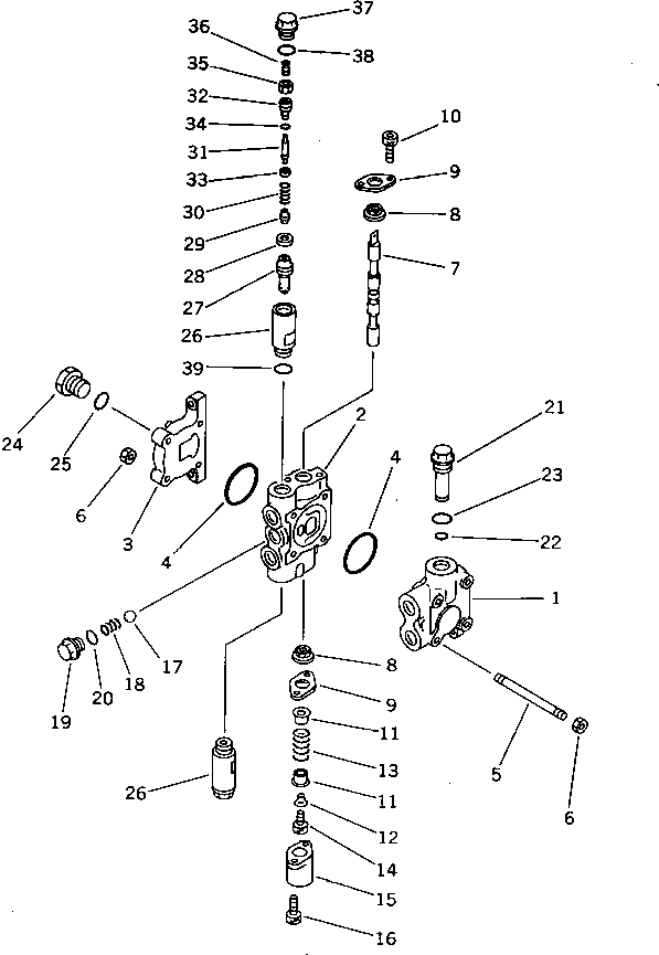 Komatsu parts book diagram for PC07-2 S/N 3001-UP: HYDRAULIC CONTROL VALVE (1-SPOOL) (INNER PARTS) (FOR ATTACHMENT)(#3001-5460)