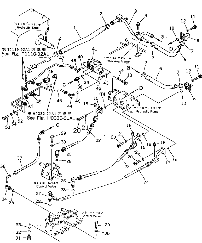 Komatsu parts book diagram for PC07-2 S/N 3001-UP: HYDRAULIC PIPING  (SUCTION AND DELIVERRY LINE) (FOR ATTACHMENT)(#3001-5460)