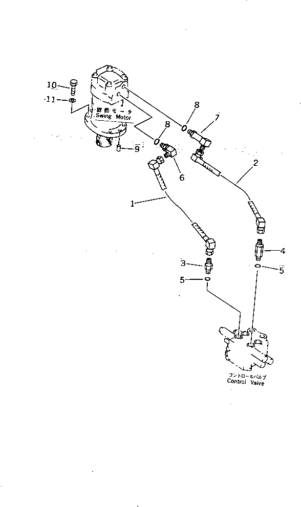 Komatsu parts book diagram for PC07-2 S/N 3001-UP: HYDRAULIC PIPING (SWING MOTOR LINE)(#3001-5460)
