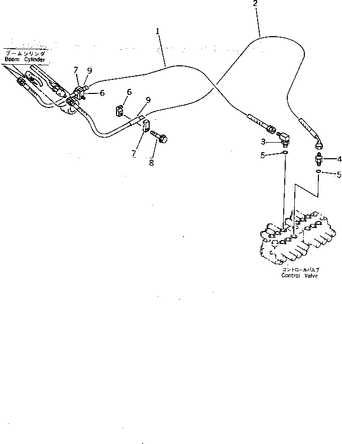 Komatsu parts book diagram for PC07-2 S/N 3001-UP: HYDRAULIC PIPING (BOOM CYLINDER LINE)(#3001-5460)