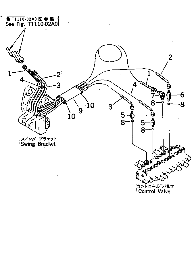 Komatsu parts book diagram for PC07-2 S/N 3001-UP: HYDRAULIC PIPING (ARM AND BUCKET CYLINDER LINE)(#5461-)