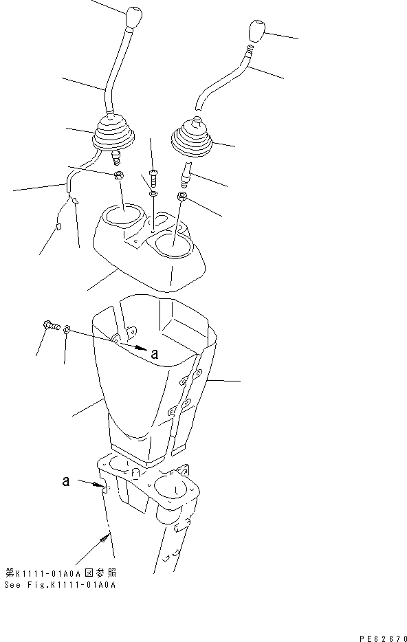 Komatsu parts book diagram for PC07-2 S/N 3001-UP: WORK EQUIPMENT CONTROL LEVER (KOMATSU PATTERN) (FOR JAPAN)(#5461-)