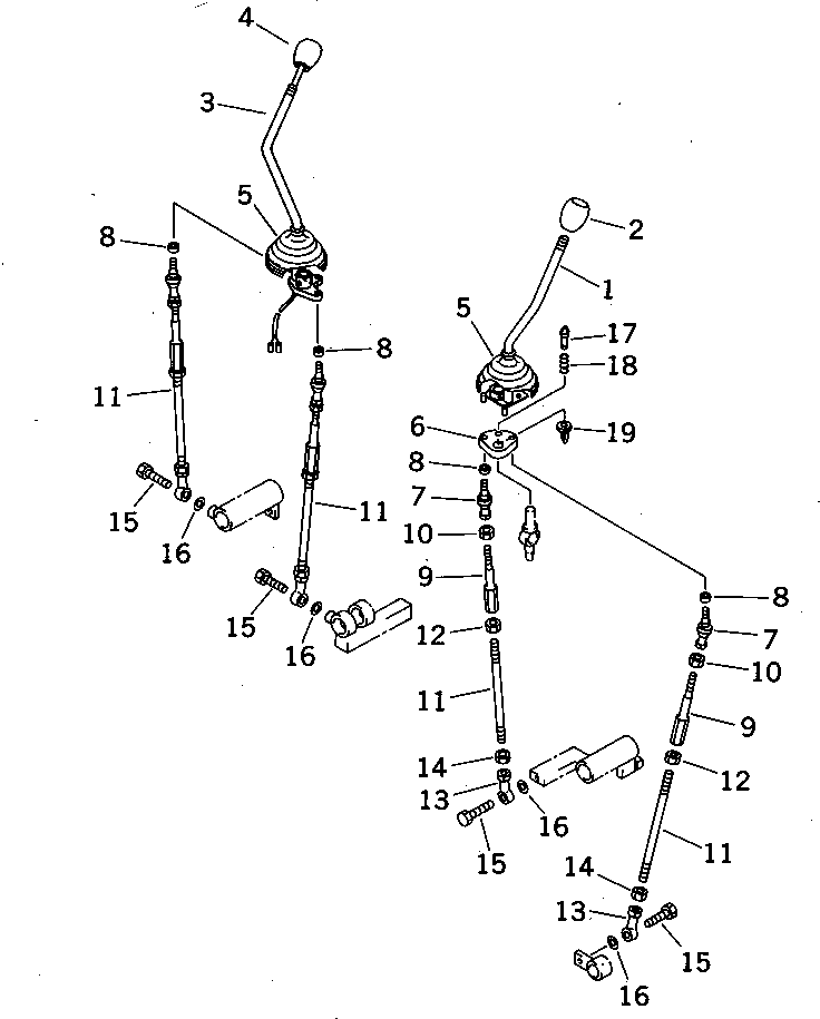 Komatsu parts book diagram for PC07-2 S/N 3001-UP: WORK EQUIPMENT CONTROL LEVER (2-WAY QUICK SHIFTER) (FOR JAPAN)(#3001-5460)