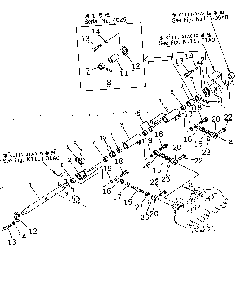 Komatsu parts book diagram for PC07-2 S/N 3001-UP: WORK EQUIPMENT CONTROL LINKAGE(#3001-5460)