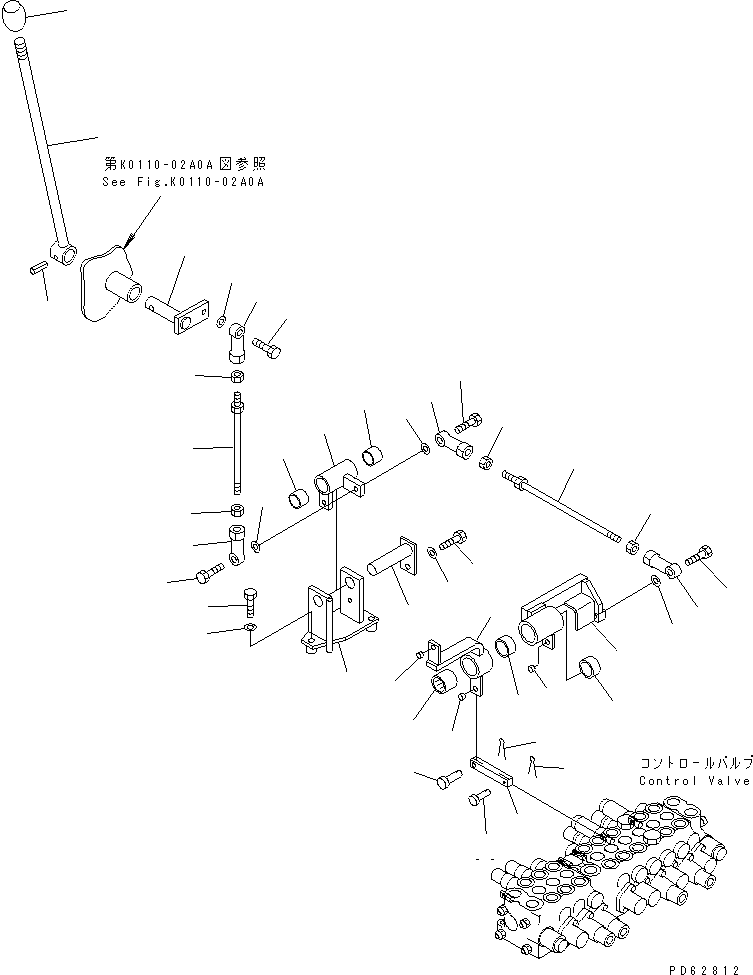 Komatsu parts book diagram for PC07-2 S/N 3001-UP: BLADE CONTROL LEVER AND LINKAGE(#5461-)