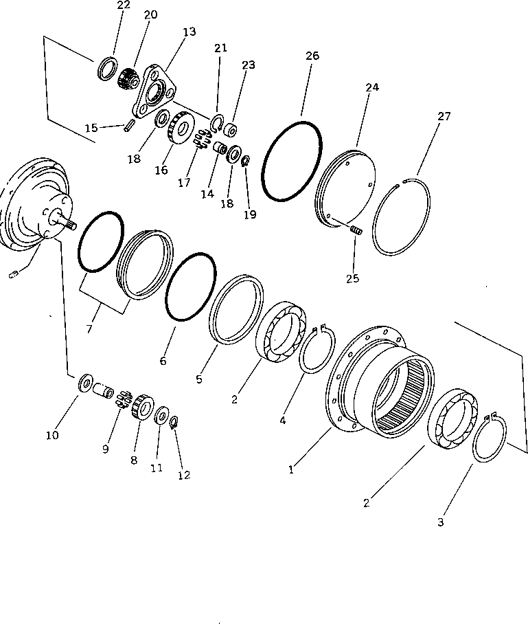 Komatsu parts book diagram for PC07-2 S/N 3001-UP: TRAVEL MOTOR (1/3) (INNER PARTS)