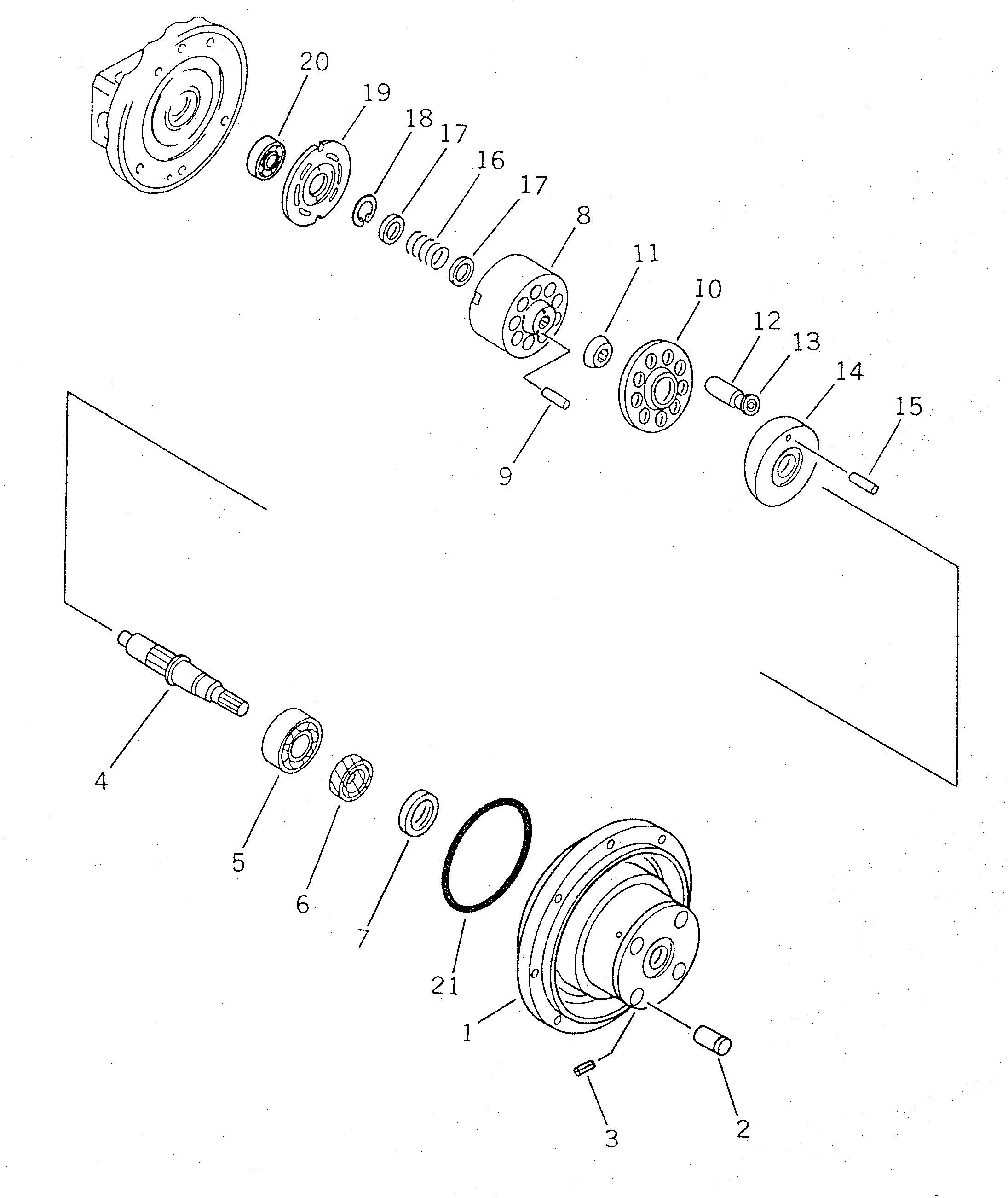 Komatsu parts book diagram for PC07-2 S/N 3001-UP: TRAVEL MOTOR (2/3) (INNER PARTS)