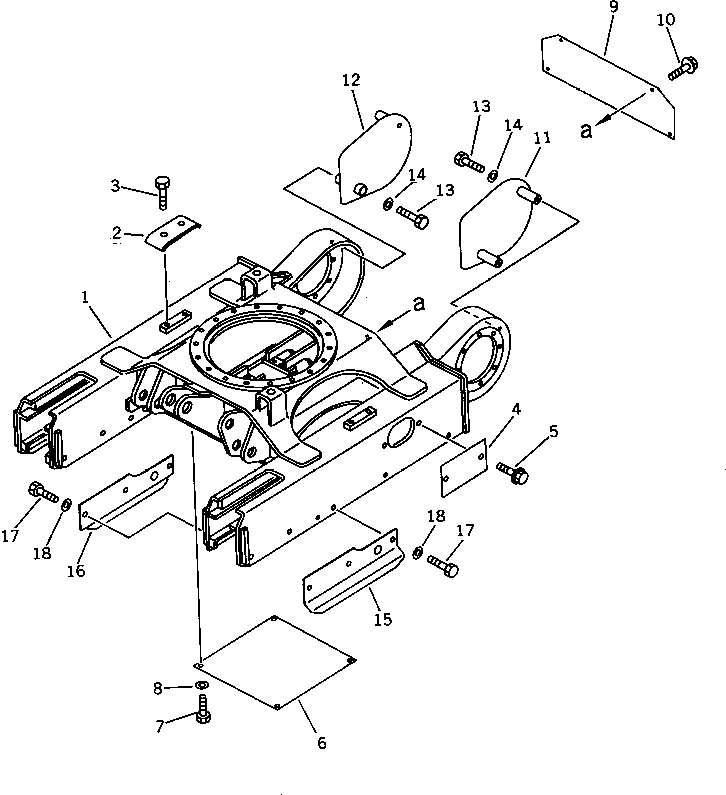 Komatsu parts book diagram for PC07-2 S/N 3001-UP: TRACK FRAME (FOR STEEL SHOE)