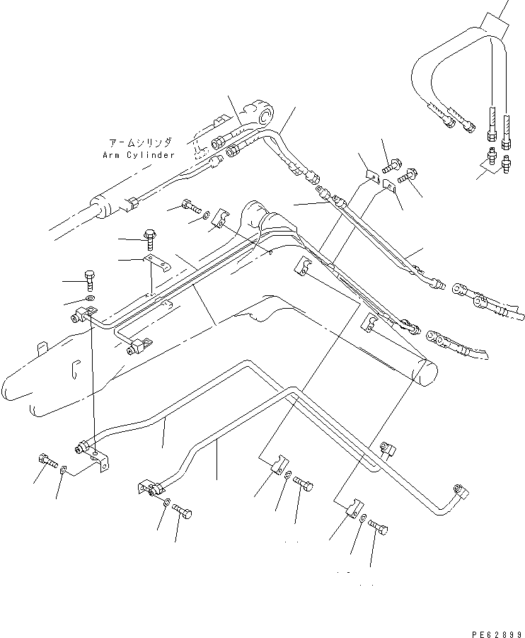 Komatsu parts book diagram for PC07-2 S/N 3001-UP: ATTACHMENT HYDRAULIC PIPING (FOR ROTARY ARM) (BOOM SIDE)(#5461-)