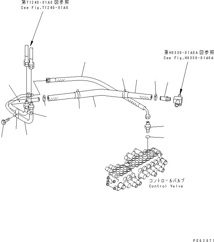 Komatsu parts book diagram for PC07-2 S/N 3001-UP: ATTACHMENT HYDRAULIC PIPING (FOR BREAKER ARM) (CHASSIS SIDE)(#5461-)
