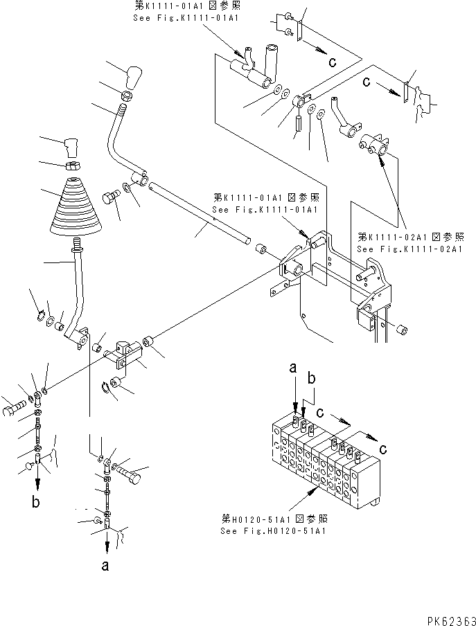 Excavators Komatsu / PC08UU-1-A S/N 1001-UP(pc08uu-r) / MAIN CONTROL LEVER ? R.H. (BOOM ? BUCKET AND BLADE) (3/5)(210070 : K1111-03A1)