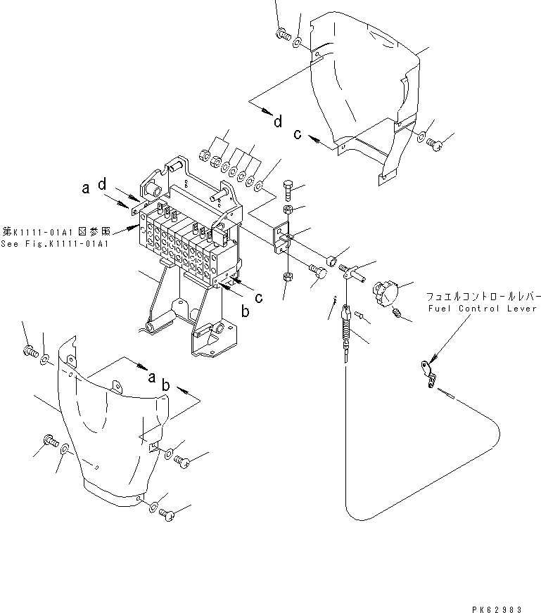 Excavators Komatsu / PC08UU-1-A S/N 1001-UP(pc08uu-r) / MAIN CONTROL (FUEL CONTROL CABLE) (5/5)(210090 : K1111-05A2)