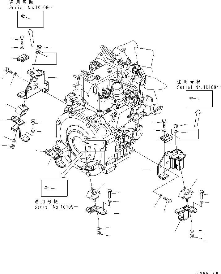 Excavators Komatsu / PC09-1-A S/N 10001-UP(pc09-1-r) / ENGINE MOUNTING PARTS (BRACKET)(030010 : B0100-01A0)