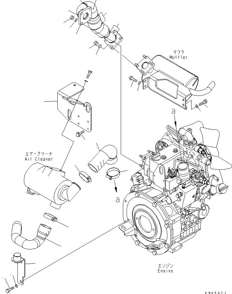 Excavators Komatsu / PC09-1-A S/N 10001-UP(pc09-1-r) / ENGINE MOUNTING PARTS (AIR CLEANER AND MUFFLER)(030020 : B0100-02A0)