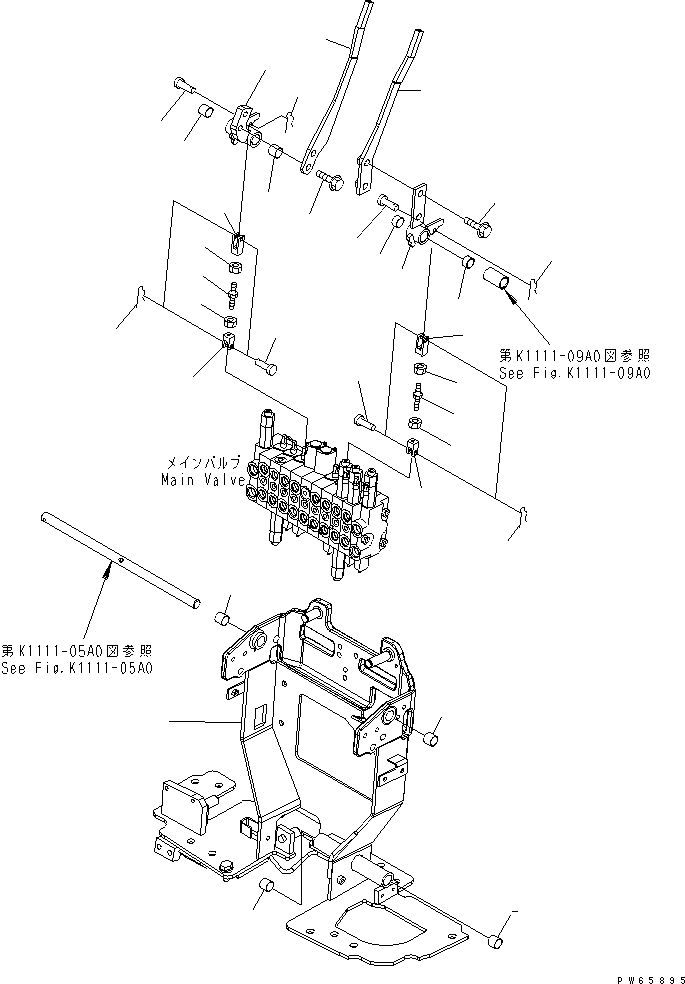 Excavators Komatsu / PC09-1-A S/N 10001-UP(pc09-1-r) / MAIN CONTROL LEVER (BRACKET AND TRAVEL)(210050 : K1111-01A0)