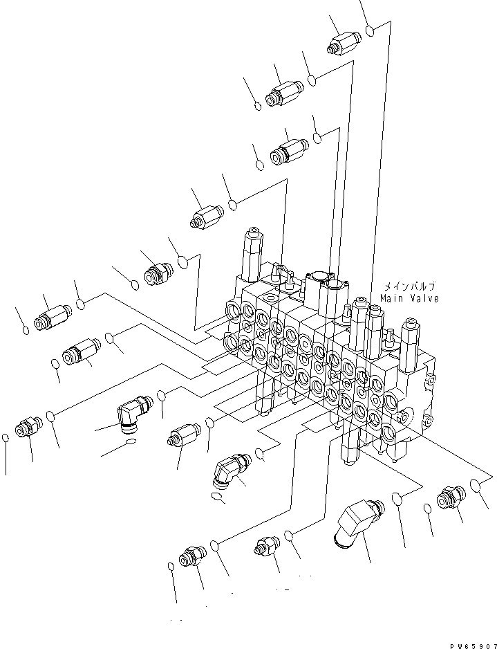 Excavators Komatsu / PC09-1-A S/N 10001-UP(pc09-1-r) / MAIN CONTROL (MAIN VALVE CONNECTING PARTS) (VARIABLE GAUGE SPEC.)(210140 : K1111-10A1)