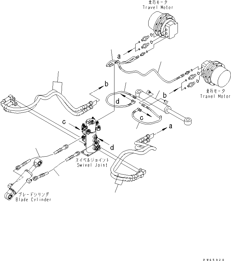 Excavators Komatsu / PC09-1-A S/N 10001-UP(pc09-1-r) / LOWER PIPING (TRAVEL MOTOR ? GAUGE CYLINDER LINE) (VARIABLE GAUGE SPEC.)(300010 : P1110-01A1)