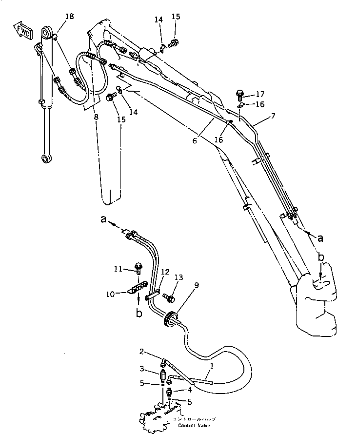 Komatsu parts book diagram for PC10-6 S/N 20001-UP: HYDRAULIC PIPING (BUCKET CYLINDER LINE)