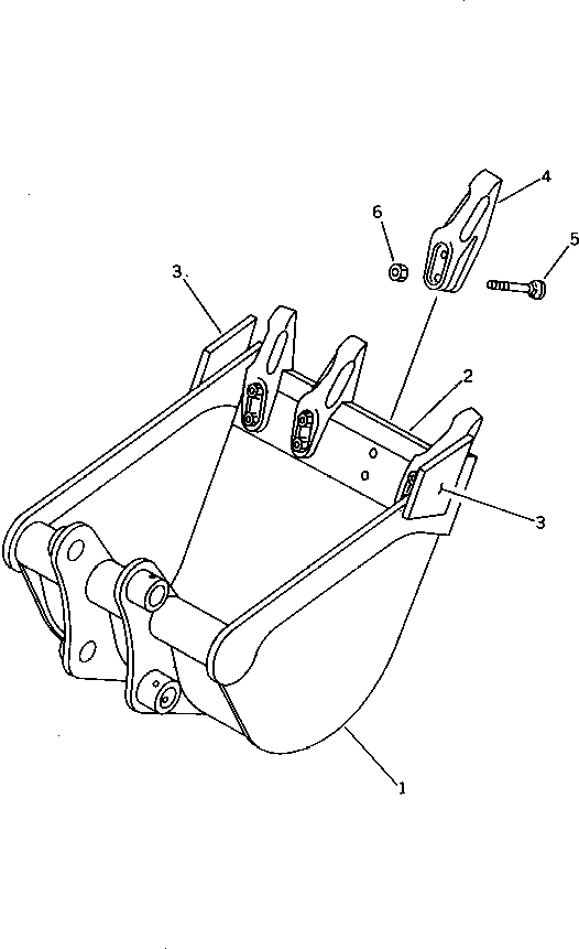 Komatsu parts book diagram for PC10-6 S/N 20001-UP: BUCKET 0.06M3 (MINI 0.1M3) 450MM