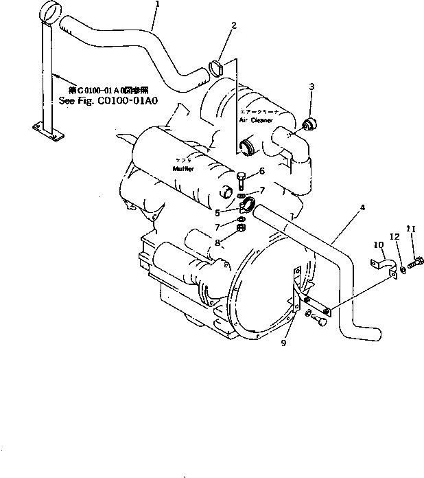 Komatsu parts book diagram for PC10-7 S/N 25001-UP: ENGINE RELATED PARTS(#25001-27776)