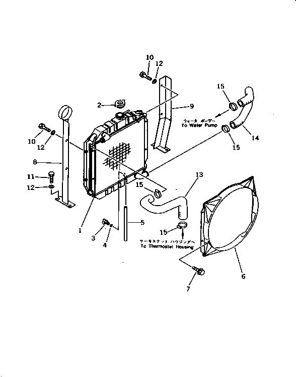 Komatsu parts book diagram for PC10-7 S/N 25001-UP: RADIATOR AND PIPING(#25001-27776)