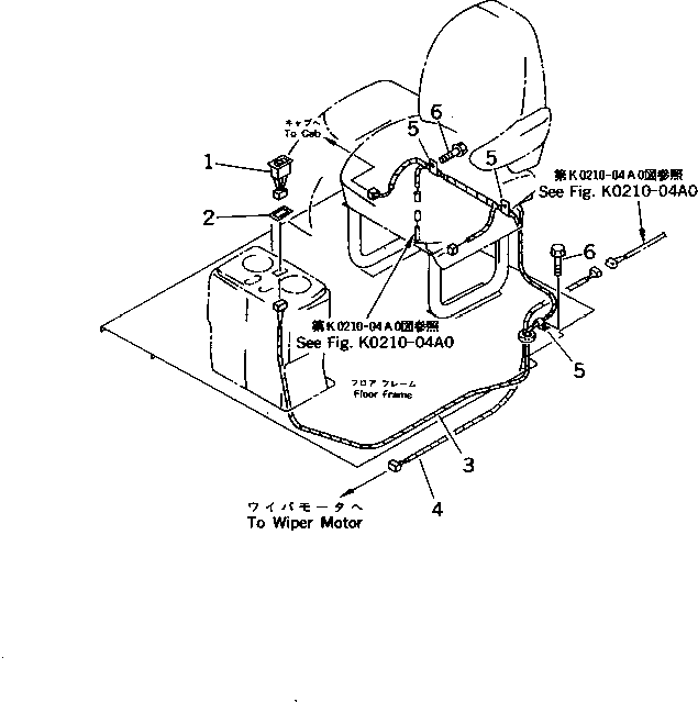 Komatsu parts book diagram for PC10-7 S/N 25001-UP: ELECTRICAL SYSTEM (WIPER MOTOR LINE) (FOR CAB)(#25001-27776)