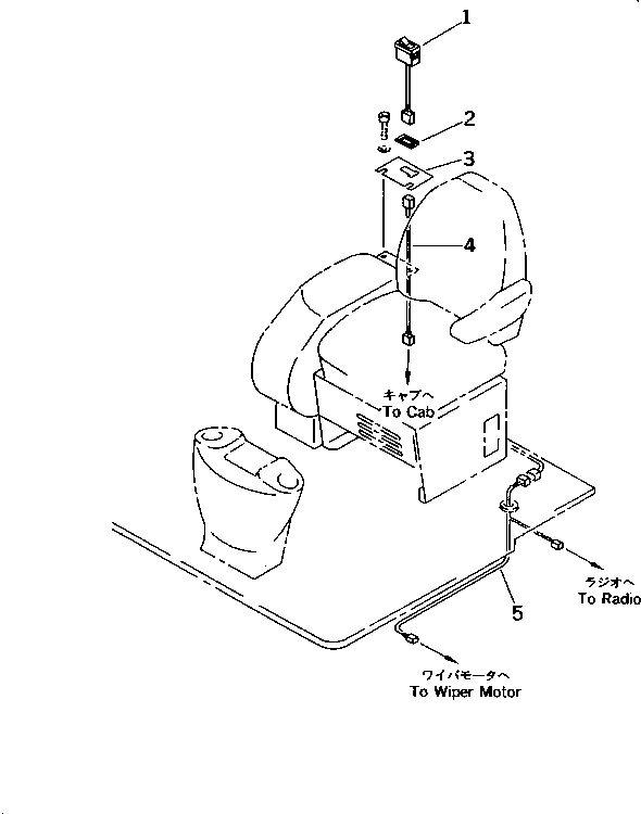 Komatsu parts book diagram for PC10-7 S/N 25001-UP: ELECTRICAL SYSTEM (WIPER MOTOR LINE) (FOR CAB)(#27777-)