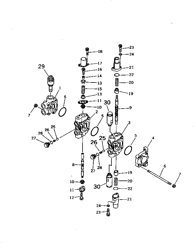 Komatsu parts book diagram for PC10-7 S/N 25001-UP: HYDRAULIC CONTROL VALVE (2-SPOOL)(1/2)(#27777-)