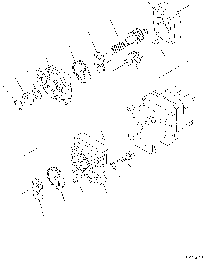 Komatsu parts book diagram for PC10-7 S/N 25001-UP: HYDRAULIC PUMP (1/3) (FOR JAPAN)(#25001-27776)