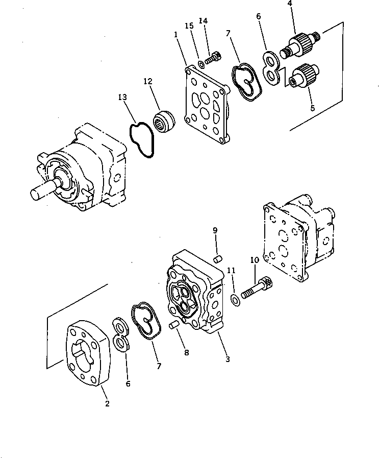 Komatsu parts book diagram for PC10-7 S/N 25001-UP: HYDRAULIC PUMP (2/3) (FOR JAPAN)(#25001-27776)
