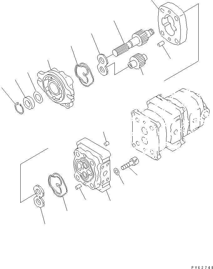 Komatsu parts book diagram for PC10-7 S/N 25001-UP: HYDRAULIC PUMP (1/4) (FOR JAPAN)(#27777-)