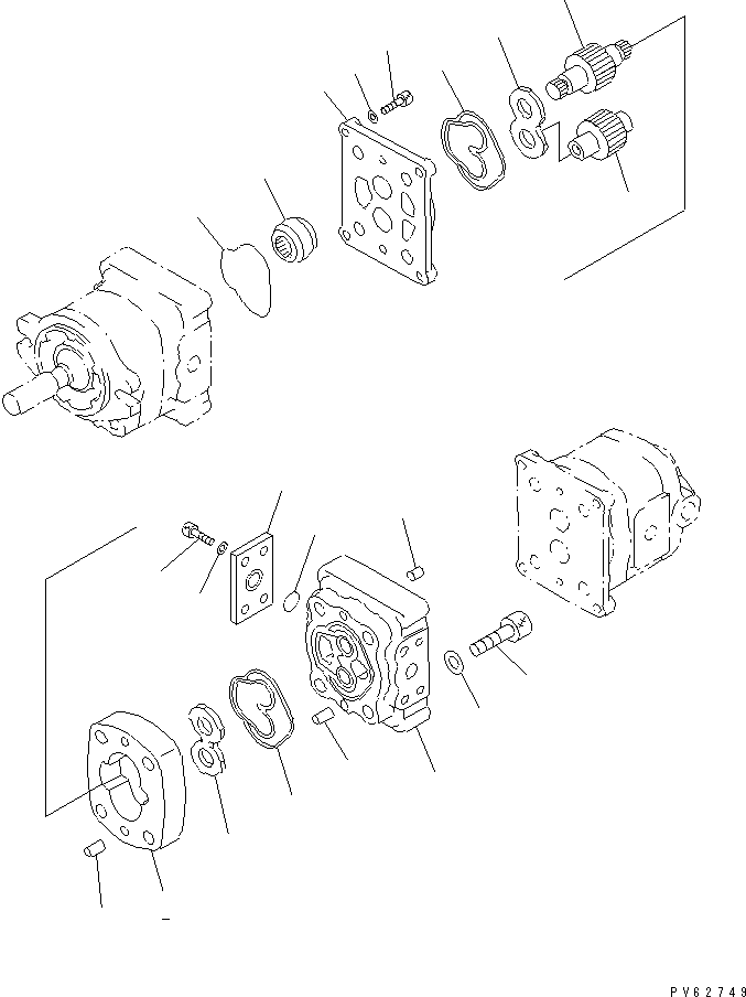Komatsu parts book diagram for PC10-7 S/N 25001-UP: HYDRAULIC PUMP (2/4) (FOR JAPAN)(#27777-)
