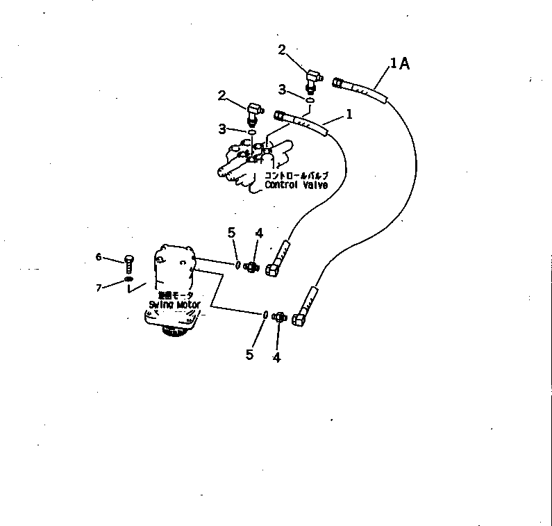 Komatsu parts book diagram for PC10-7 S/N 25001-UP: HYDRAULIC PIPING (SWING MOTOR LINE)