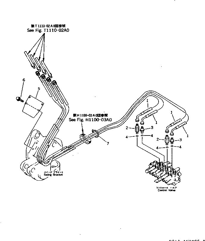Komatsu parts book diagram for PC10-7 S/N 25001-UP: HYDRAULIC PIPING (ARM AND BUCKET CYLINDER LINE)