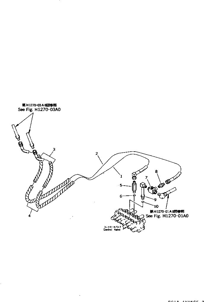Komatsu parts book diagram for PC10-7 S/N 25001-UP: HYDRAULIC PIPING (FOR ATTACHMENT PIPING LINE) (CHASSIS SIDE)(#25001-27776)
