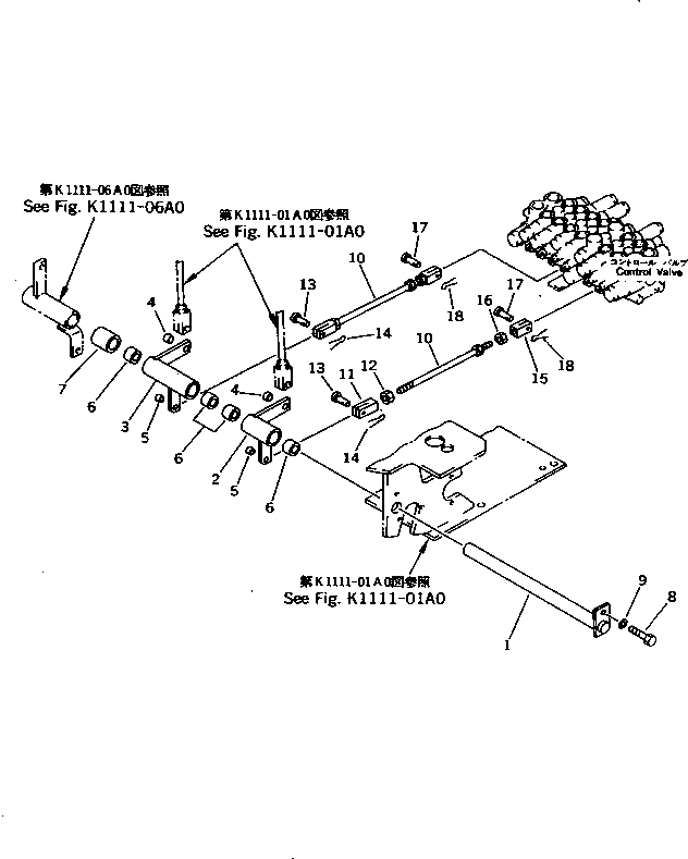 Komatsu parts book diagram for PC10-7 S/N 25001-UP: TRAVEL CONTROL LINKAGE(#25001-27776)