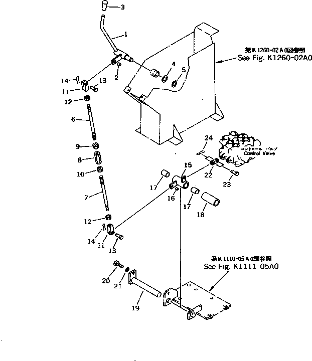 Komatsu parts book diagram for PC10-7 S/N 25001-UP: BLADE CONTROL LEVER AND LINKAGE(#25001-27776)