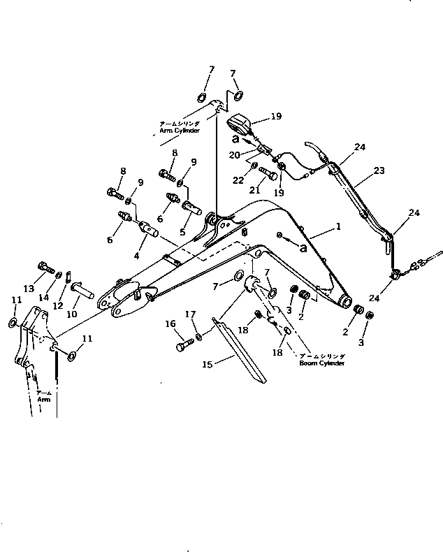 Komatsu parts book diagram for PC10-7 S/N 25001-UP: BOOM (FOR ATTACHMENT PIPING)