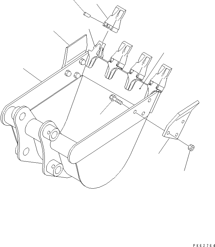 Komatsu parts book diagram for PC10-7 S/N 25001-UP: BUCKET (WIDTH 500MM AND 600MM)(#27777-)