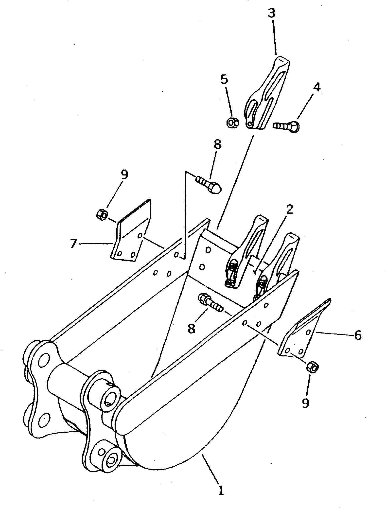 Komatsu parts book diagram for PC10-7 S/N 25001-UP: BUCKET ? 0.03M3 (MINI 0.05M3) 320MM(#25001-27776)